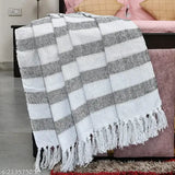Breathable Striped Soft Cotton Throw (100% Cotton), Multicolor, 50" x 60", with Tassels - A versatile and cozy companion for sofa, bed, or couch, ideal for work-from-home, leisure, or travel