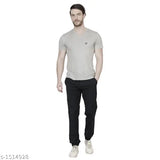 Navy blue cotton joggers for men, solid style in multiple sizes from India