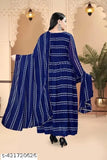 Striped georgette three-quarter sleeve fancy women gown - Indian design in various sizes