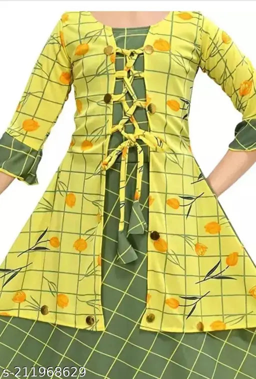 Cotton blend printed net baby girl frock, three-quarter sleeves, 4-5 years size, Indian-made