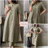 Kaatha Cotton Striped Kurta Palazzo Set, three-quarter sleeves embroidered Indian outfit for women. Color options may vary slightly from image