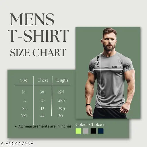 Mens 3Colors RGB Dri-Fit Polyester QuickDry T-Shirt - Moisture-Wicking Activewear for Gym -FORCE - short sleeve, lightweight, breathable, moisture-wicking activewear