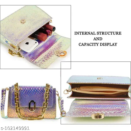 Beige synthetic leatherette slingbag, 2 compartments, animal net pattern, great for travel & parties, made by Japkaur