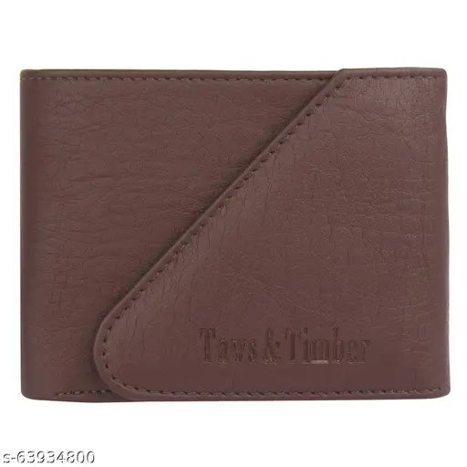 Brown faux leather wallet, Taws Timber Men casual design - regular size, two compartments