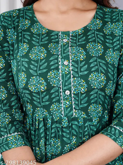 Women's rayon zip Kurta & Kurtis, maternity wear - three-quarter sleeves, printed design. M: bust 34in, L: bust 36in, XL: bust 38in, XXL: bust 40in. Made in India
