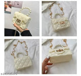 Synthetic silicone Side Shoulder Crossbody Sling bag for girls/women, pearl Women Handbag for travel, party, casual. Indian-origin handbag from Balaji sales, ideal for contemporary fashion