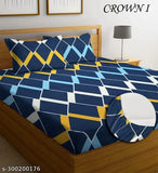Blue strip elastic cotton king bedsheet set with 4 pillow covers (78x72+10, 28x18), geometric print, ideal for summer, superfine quality