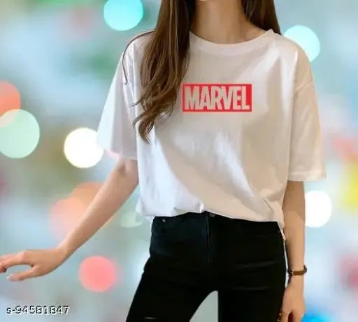 Organic cotton women's oversized t-shirt, printed design, short sleeves in size S, Bust 38in, Length 27in