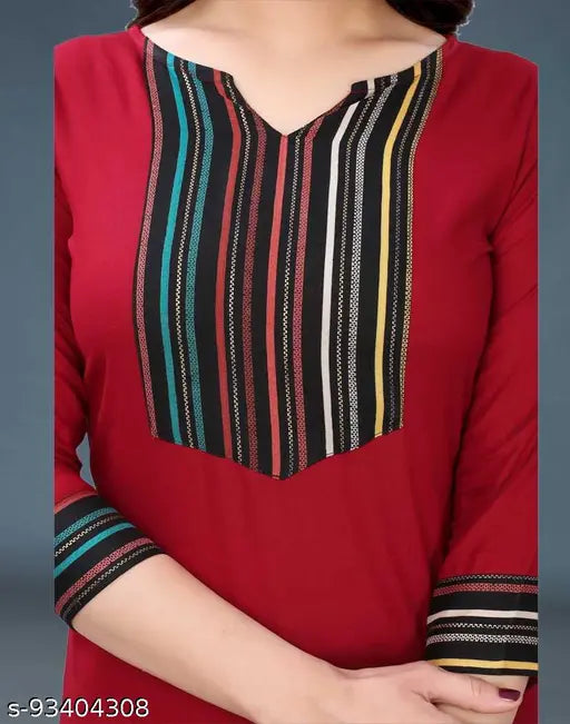 Stylish gold printed rayon kurti with rayon palazzos for women, solid design, three-quarter sleeves