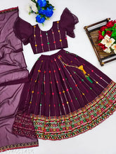 Faux Georgette wedding lehenga with embellishments for little girls partywear