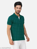 Cotton blend XFOX polo t-shirt for men, short sleeves with all-over print, sizes M-XXL (India)