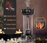Glass black Shiva Linga backflow incense burner set with 51 cones, home decor item for meditation and relaxation