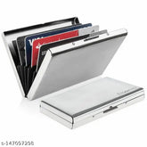 Stainless steel business card holder, ultra-thin, anti-theft, five compartments, solid metal design, free size (10cm x 8cm)