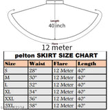 Faux crepe, high rise, fit-and-flare A-line skirt with 12m flare, for traditional wedding events. (Size 28-38in waist, 40in length) Indian origin