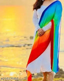 XL Georgette three-quarter sleeve women's gown with multicolor dupatta, soft and lightweight, India origin