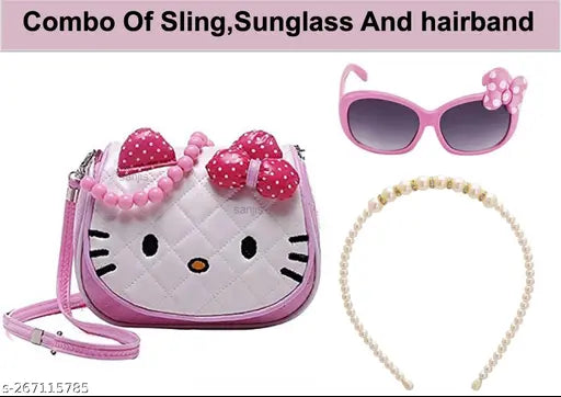 PU printed cartoon crossbody handbag combo (NIA CREATIONS), mini size for toddler girls, adjustable strap, lightweight, super cute design, ideal for outdoor activities