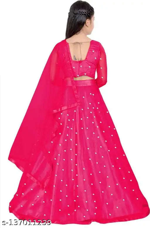 Embroidered net kids baby choli and dupatta set, 3/4 sleeve, 4-5 years size, Indian origin