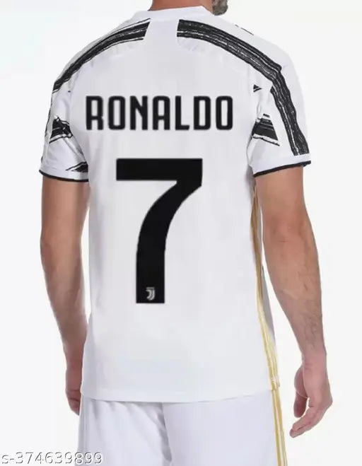Juventus Ronaldo 7 polyester football t-shirt for men, short sleeves, printed design, XS (18in chest size)