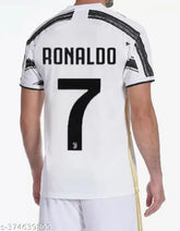 Juventus Ronaldo 7 polyester football t-shirt for men, short sleeves, printed design, XS (18in chest size)