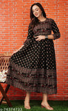 Embroidered rayon Anarkali kurtis for women - three-quarter sleeves, suitable for office or casual wear, Indian-origin design