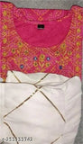 Rayon sharara kurta set with bottomwear, printed net design, three-quarter sleeves, available in sizes S to XXL. Indian ethnic clothing for women