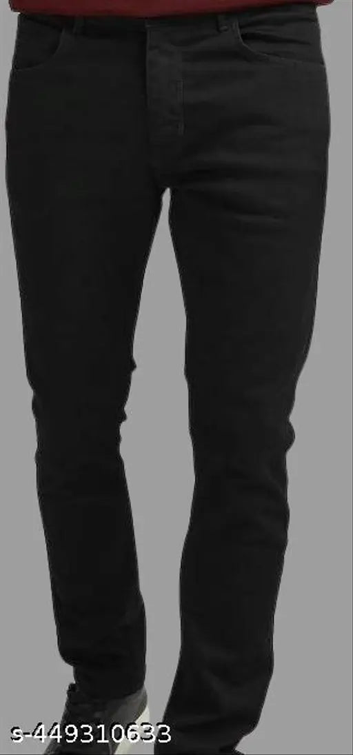 Black Men's Z-Black Denim Jeans, slim fit and stretch denim for men. Sizes: 28, 30, 32 (Waist: 28in/30in/32in, Length: 40in/41in/41in, Hip: 28in/30in/32in). India-made black pants for casual style