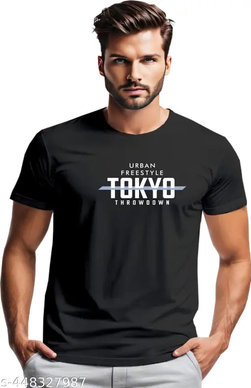 Cotton blend mens round neck t-shirt combo in red, gray, blue. Trendy designs, comfort fit, easy care