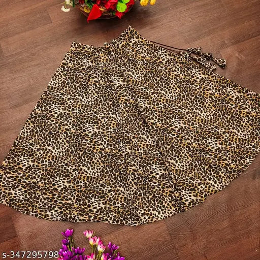 Multicolor crepe festival special women's regular fit skirt, printed georgette top and bottom, Indian designer wear, chain-attached closure, free size up to 44in waist