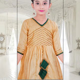 Poly silk Kurta SHARARA set for kids and girls with dupatta, three-quarter sleeves, enhanced beauty, excellent zari work, India origin