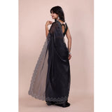Black embellished Jimmy choo Bollywood saree with unstitched blouse, 5.5Mtr length