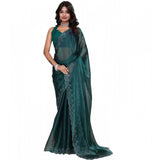 Green embellished Jimmy Choo Bollywood saree with unstitched blouse (5.5mtr)