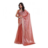 Women's Jimmy choo Embellished Bollywood Saree With Unstitched Blouse 5.5Mtr (Orange)