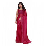 Red embellished Jimmy choo saree with unstitched blouse (5.5mtr) - Bollywood-inspired women's formal wear