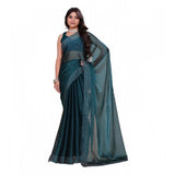 Green Jimmy Choo embellished Bollywood saree with unstitched blouse, 5.5mtr - women's fashion accessory on hanger