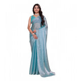 Light blue embellished Jimmy Choo Bollywood saree with unstitched blouse (5.5mtr)