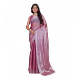 Magenta Jimmy Choo embellished Bollywood saree with unstitched blouse, 5.5Mtr, intricate detailing