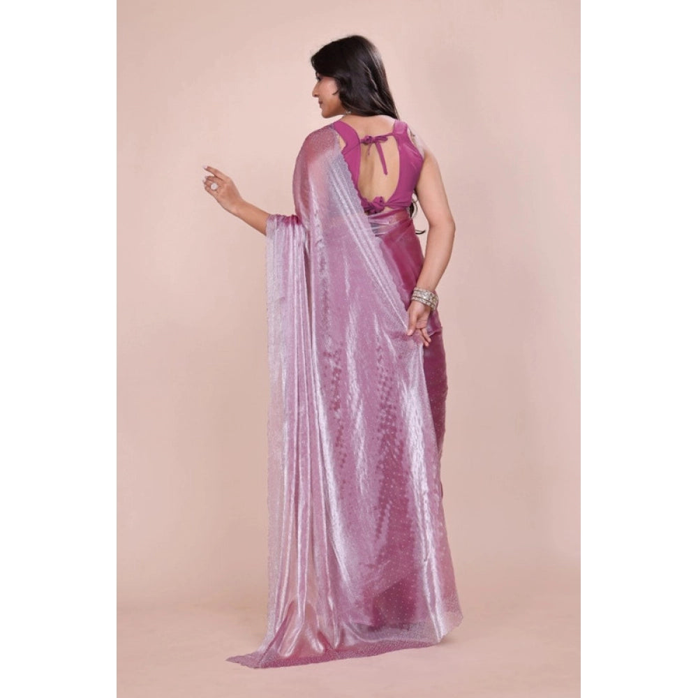 Magenta Jimmy Choo embellished Bollywood saree with unstitched blouse (5.5mtr), close-up of intricate designs