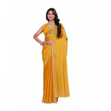 Mustard Jimmy Choo embellished Bollywood saree with unstitched blouse (5.5mtr) - close-up of intricate designs