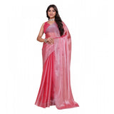 Pink Jimmy choo embellished Bollywood saree with unstitched blouse (5.5Mtr), women's formal attire on mannequin
