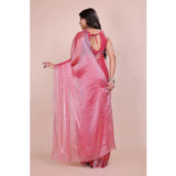 Jimmy Choo pink embellished Bollywood saree with unstitched blouse (5.5mtr)