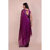 Purple Jimmy Choo embellished Bollywood saree with unstitched blouse (5.5mtr), luxury fashion accessory on display