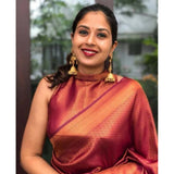 Red litchi silk printed saree with unstitched blouse for casual occasions