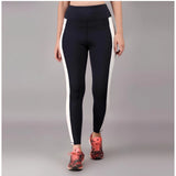 Women's Polyester Solid Ankle length High Waisted Tights (Navy Blue)