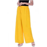 Yellow rayon women's casual ankle-length palazzo, free size, solid pattern