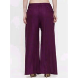 Purple rayon women's casual palazzo pants, ankle length, free size for relaxed comfort