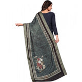 Black chanderi silk printed dupatta for casual occasions, machine washable