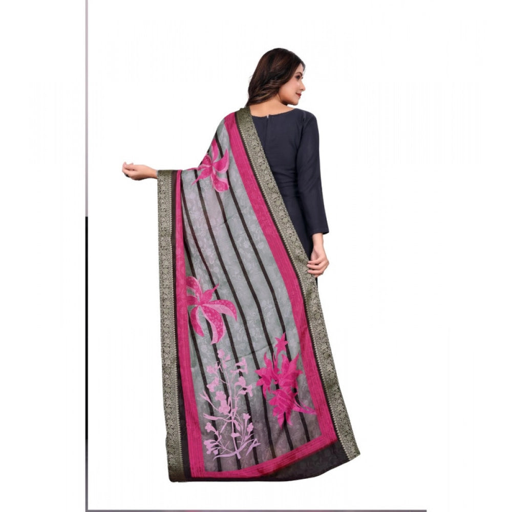 Black Chanderi Silk Printed Dupatta for Casual Wear, 2m length, machine washable