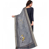 Gray chanderi silk printed dupatta for casual occasions, machine washable on model