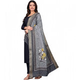 Gray chanderi silk printed dupatta for casual wear, machine washable