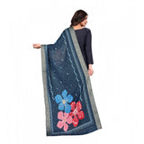 Navy Blue Chanderi Silk Printed Dupatta for casual wear, machine washable
